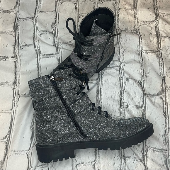 Jessica Simpson Shoes - Jessica Simpson KERINA Pewter Glitter Combat Boots